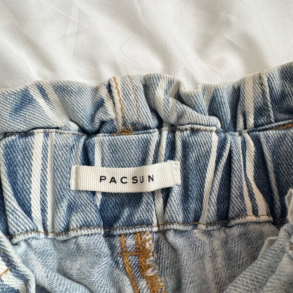 PacSun Blue and White Jean Shorts with Striped Pattern - Picture 3 of 3